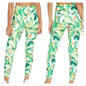 Wildfox Green Yellow Palms & Pinas pineapple compression Leggings NWT size Small